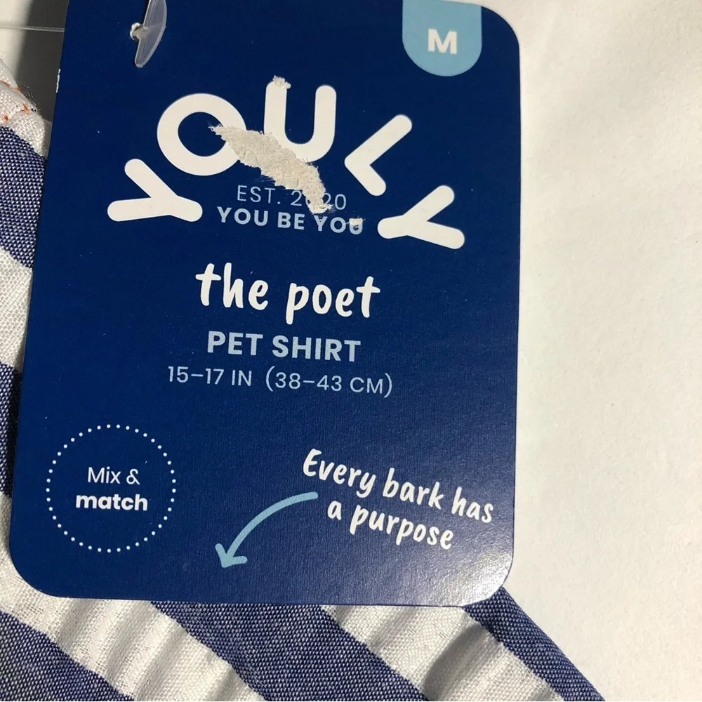 NWT Youly “the Poet” dog shirt M